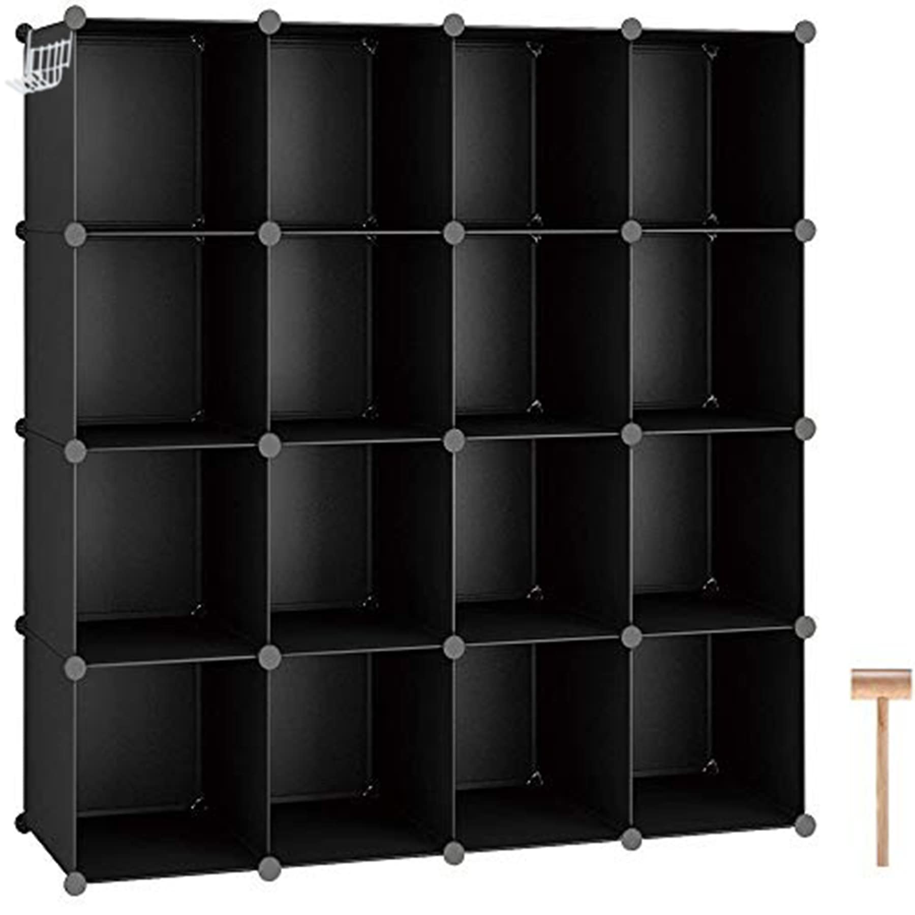 C&Ahome Cube Storage Organizer, 16-Cube Shelves Units, Closet Cabinet, Diy Plastic Modular Book Shelf, Ideal For Bedroom, Living Room, Office, 48.4' L X 12.4' W X 48.4' H Grey Upcs16G